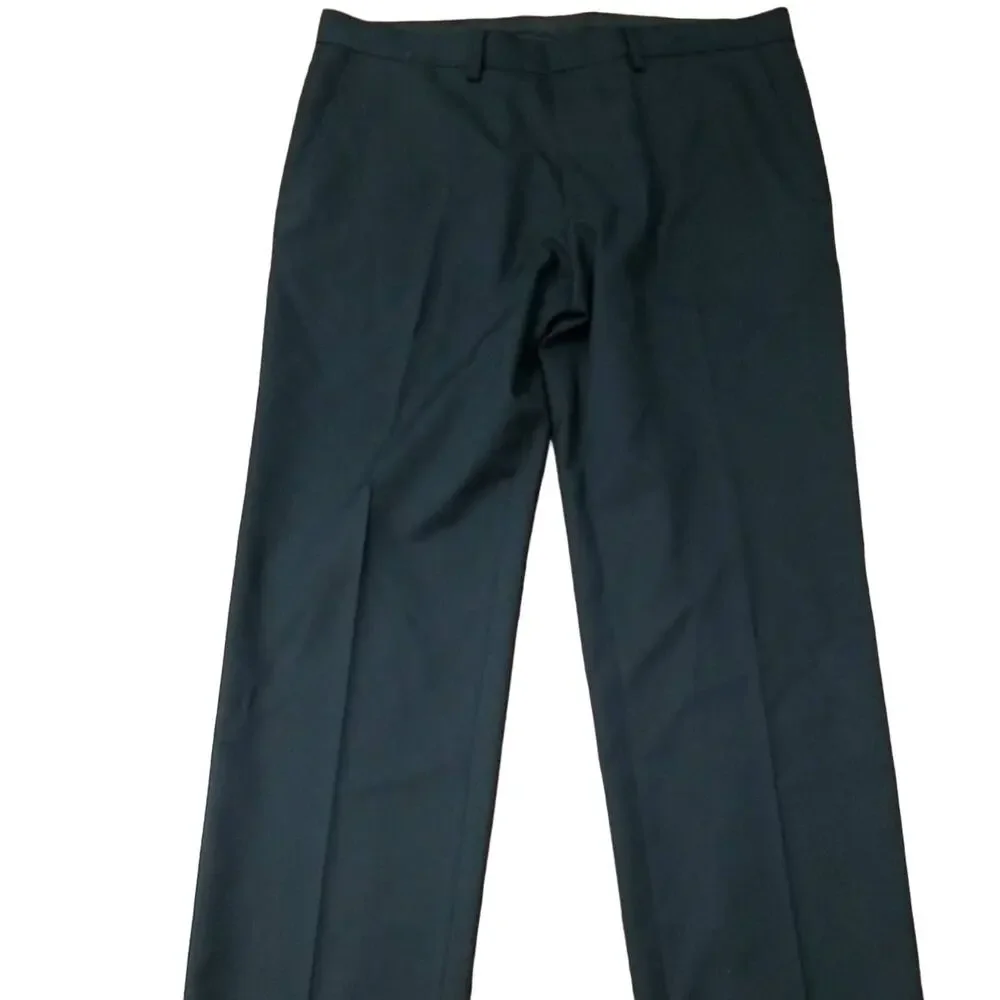 Kenneth Cole Reation Men's Black Flat Front Dress Pants Size 36x32 92220-0233